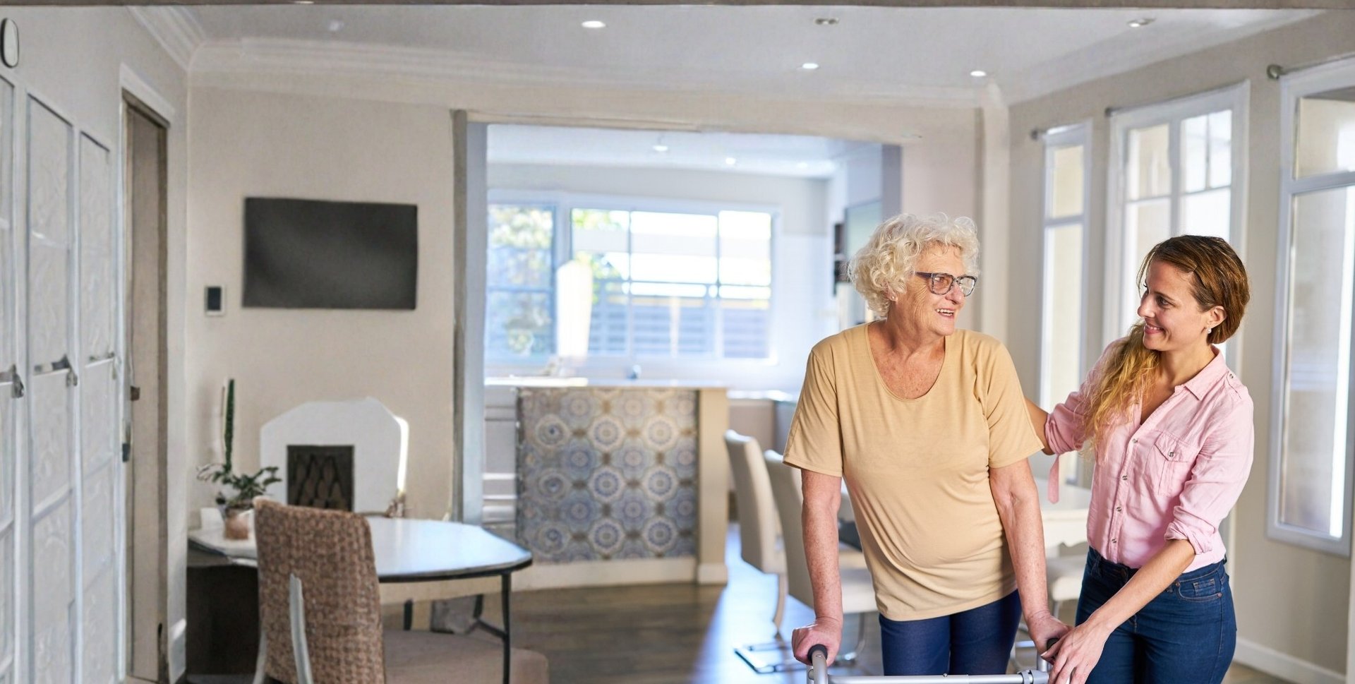 caregiver with residents